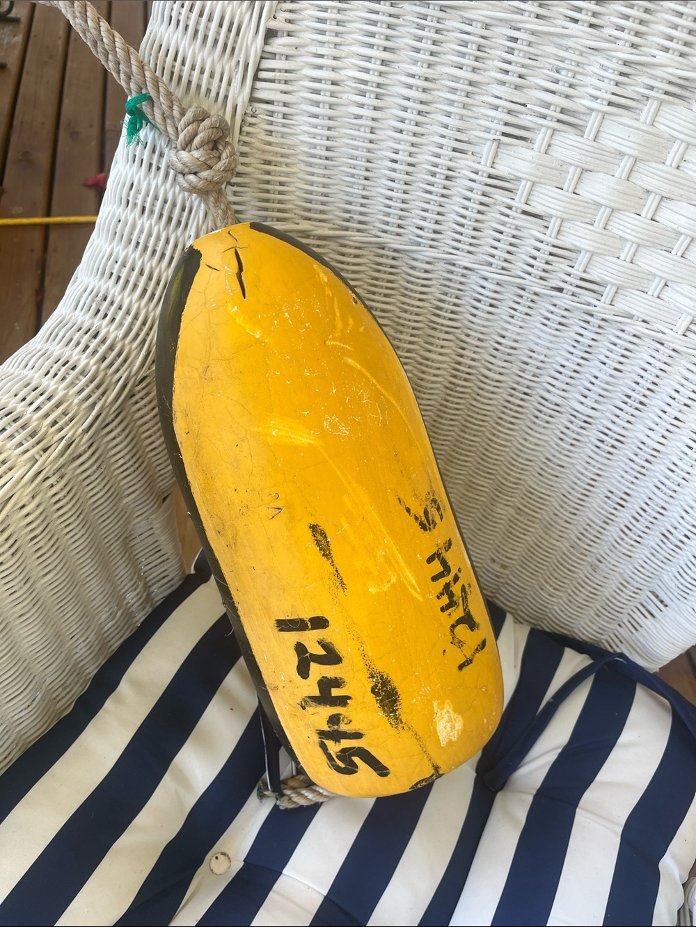 Yellow & black reclaimed buoy